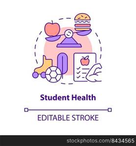 Student health concept icon. Physical activities. Problem in public schools abstract idea thin line illustration. Isolated outline drawing. Editable stroke. Arial, Myriad Pro-Bold fonts used. Student health concept icon
