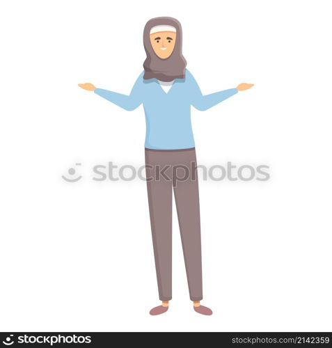 Student hijab girl icon cartoon vector. Arab teacher. Muslim school. Student hijab girl icon cartoon vector. Arab teacher