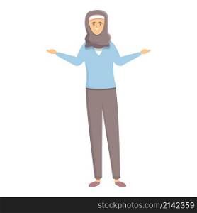 Student hijab girl icon cartoon vector. Arab teacher. Muslim school. Student hijab girl icon cartoon vector. Arab teacher