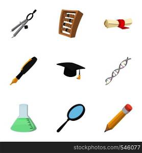 Student icons set. Cartoon illustration of 9 student vector icons for web. Student icons set, cartoon style