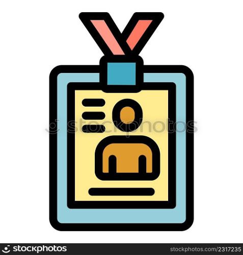 Student id job icon. Outline student id job vector icon color flat isolated. Student id job icon color outline vector
