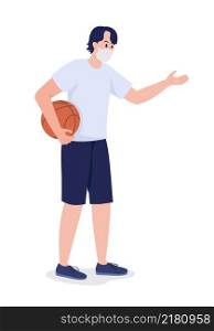 Student in gym class clothes semi flat color vector character. Posing figure. Full body person on white. School sports isolated modern cartoon style illustration for graphic design and animation. Student in gym class clothes semi flat color vector character