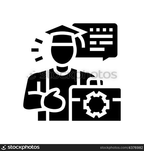 student job glyph icon vector. student job sign. isolated contour symbol black illustration. student job glyph icon vector illustration