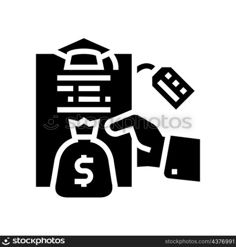 student loan glyph icon vector. student loan sign. isolated contour symbol black illustration. student loan glyph icon vector illustration