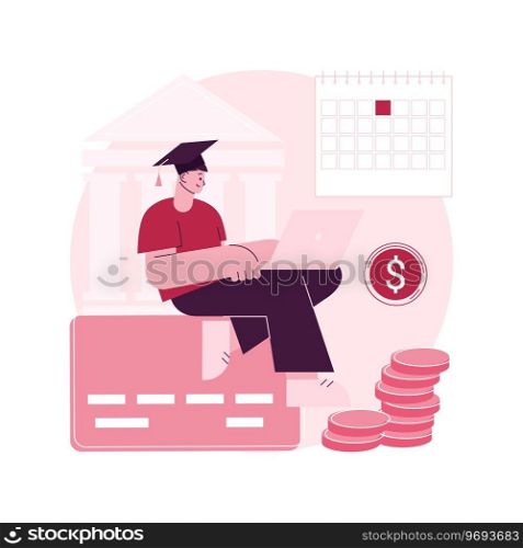 Student loan payments deferred abstract concept vector illustration. Coronavirus stimulus package, pause or suspend your payment, financial obligations, economic crisis abstract metaphor.. Student loan payments deferred abstract concept vector illustration.
