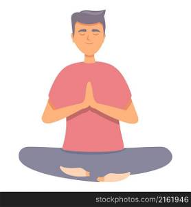 Student meditation icon cartoon vector. Yoga meditate. Person pose. Student meditation icon cartoon vector. Yoga meditate