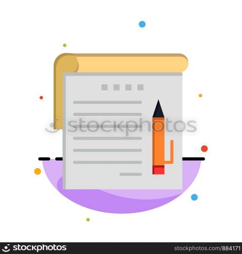 Student, Notes, Note, Education Abstract Flat Color Icon Template