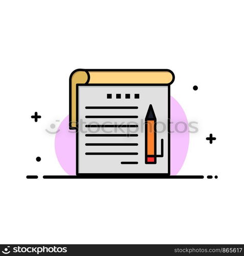 Student, Notes, Note, Education Business Flat Line Filled Icon Vector Banner Template