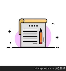 Student, Notes, Note, Education Business Flat Line Filled Icon Vector Banner Template