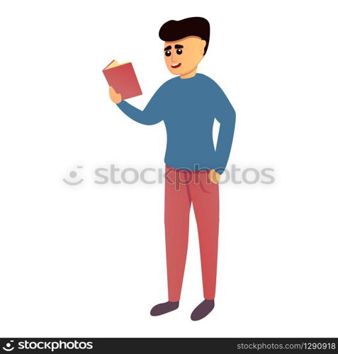 Student preparing for exams icon. Cartoon of student preparing for exams vector icon for web design isolated on white background. Student preparing for exams icon, cartoon style