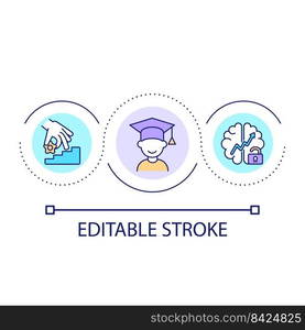 Student progress loop concept icon. Intellectual development of pupil. Primary education abstract idea thin line illustration. Isolated outline drawing. Editable stroke. Arial font used. Student progress loop concept icon