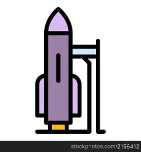 Student rocket construction icon. Outline student rocket construction vector icon color flat isolated. Student rocket construction icon color outline vector