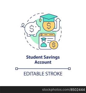 Student savings account concept icon. Money storage. Financial management abstract idea thin line illustration. Isolated outline drawing. Editable stroke. Arial, Myriad Pro-Bold fonts used. Student savings account concept icon