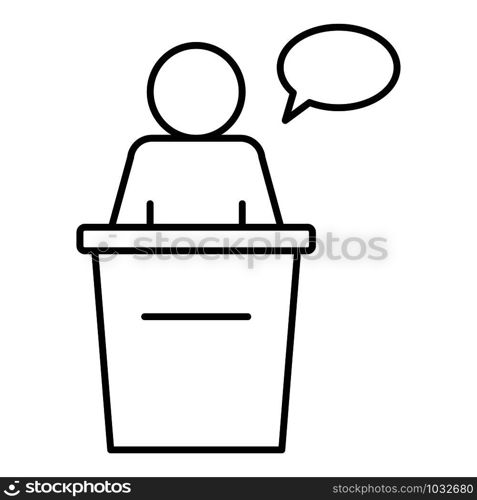 Student speaker icon. Outline student speaker vector icon for web design isolated on white background. Student speaker icon, outline style