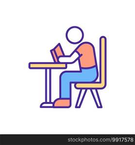 Student syndrome RGB color icon. Planned procrastination. Start to apply themselves to assignment at last possible moment before its deadline will end. Isolated vector illustration  . Student syndrome RGB color icon