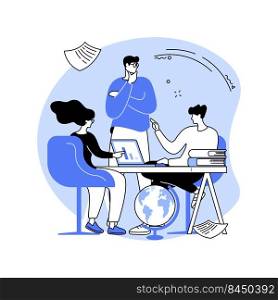 Student teamwork isolated cartoon vector illustrations. Group of university students making homework together, educational process with friends at college, peer tutoring vector cartoon.. Student teamwork isolated cartoon vector illustrations.