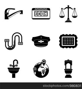 Studio apartment icons set. Simple set of 9 studio apartment vector icons for web isolated on white background. Studio apartment icons set, simple style