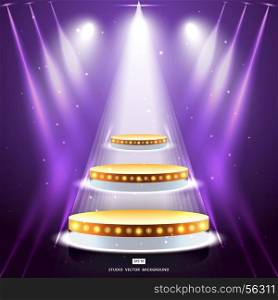 studio background with lighting and gold podium stage vector