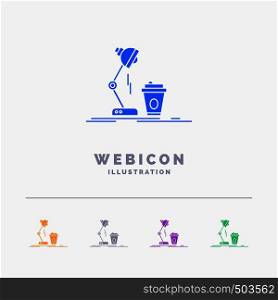 studio, design, coffee, lamp, flash 5 Color Glyph Web Icon Template isolated on white. Vector illustration. Vector EPS10 Abstract Template background