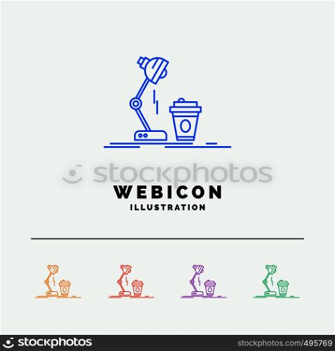 studio, design, coffee, lamp, flash 5 Color Line Web Icon Template isolated on white. Vector illustration. Vector EPS10 Abstract Template background