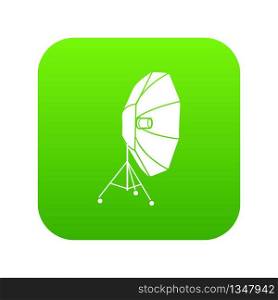 Studio flash with umbrella icon green vector isolated on white background. Studio flash with umbrella icon green vector