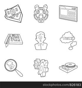 Studio icons set. Outline set of 9 studio vector icons for web isolated on white background. Studio icons set, outline style