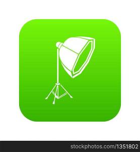 Studio light in softbox icon green vector isolated on white background. Studio light icon green vector
