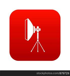Studio lighting equipment icon digital red for any design isolated on white vector illustration. Studio lighting equipment icon digital red