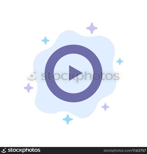 Studio, Play, Video, mp4 Blue Icon on Abstract Cloud Background