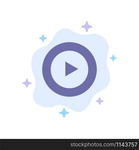 Studio, Play, Video, mp4 Blue Icon on Abstract Cloud Background