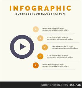 Studio, Play, Video, mp4 Solid Icon Infographics 5 Steps Presentation Background