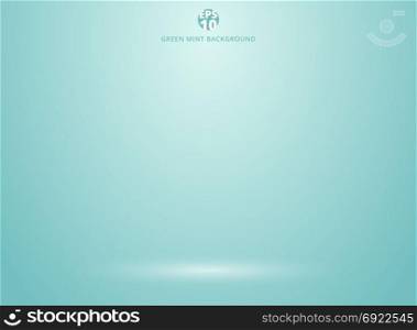 Studio room green mint background with lighting well use as Business backdrop, Template mock up for display of product, Vector illustration
