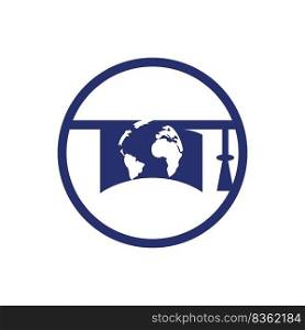 Study abroad vector logo design. Graduation cap and globe icon.	