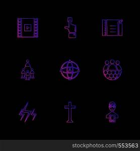 study , calculator, video , user , networking , religion , paint , art , directory , folder , globe, cross , church , christan , icon, vector, design, flat, collection, style, creative, icons