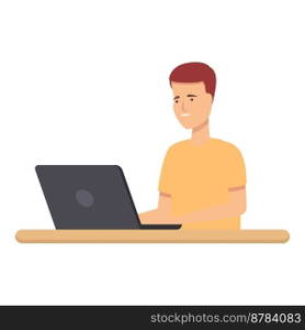 Study coding icon cartoon vector. Computer education. Child work. Study coding icon cartoon vector. Computer education