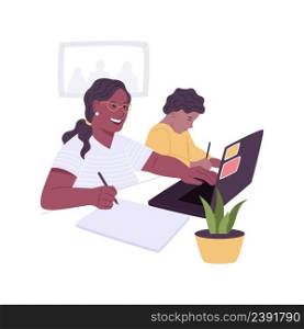 Study during maternity leave isolated cartoon vector illustrations. Mom studying online when having children, modern motherhood, combine education with family, distance learning vector cartoon.. Study during maternity leave isolated cartoon vector illustrations.