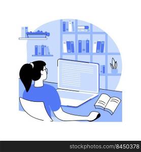 Study in a library isolated cartoon vector illustrations. Student with laptop preparing for classes in a library, educational process, student lifestyle, diversity of books vector cartoon.. Study in a library isolated cartoon vector illustrations.