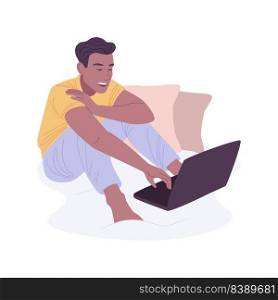 Study in the dormitory isolated cartoon vector illustrations. Young student sitting in dormitory room with laptop, educational process, preparing for college classes vector cartoon.. Study in the dormitory isolated cartoon vector illustrations.