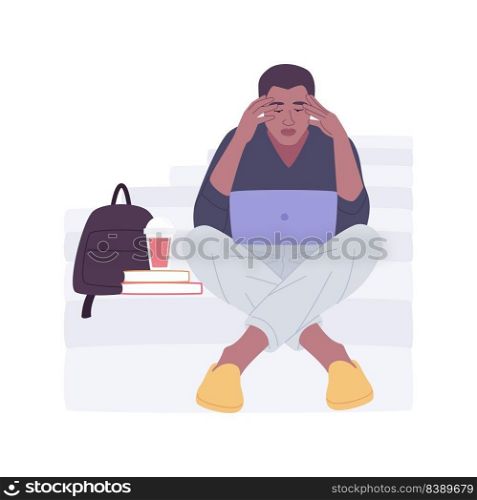 Study on the way isolated cartoon vector illustrations. Confused guy tries to learn his homework at the last moment, prepare for classes, educational process, student lifestyle vector cartoon.. Study on the way isolated cartoon vector illustrations.