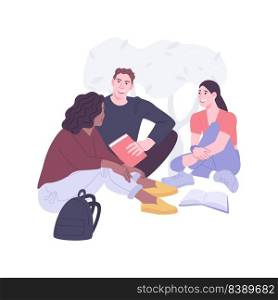 Study outdoors isolated cartoon vector illustrations. Group of teens prepare for college classes outdoors, discussion between friends, university education, student life vector cartoon.. Study outdoors isolated cartoon vector illustrations.