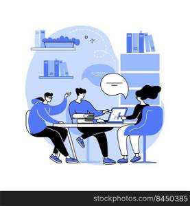 Study together isolated cartoon vector illustrations. Happy smiling friends studying together in university library, educational process with pleasure, diversity of books vector cartoon.. Study together isolated cartoon vector illustrations.