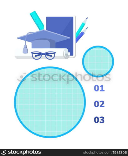 Studying and learning infographic chart design element set. Abstract vector symbols for infochart with blank copy spaces. Kit with shapes for instructional graphics. Visual data presentation. Studying and learning infographic chart design element set
