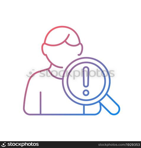 Studying risk factors gradient linear vector icon. Experimental trial. Human volunteers participation. Mortality risk. Thin line color symbol. Modern style pictogram. Vector isolated outline drawing. Studying risk factors gradient linear vector icon