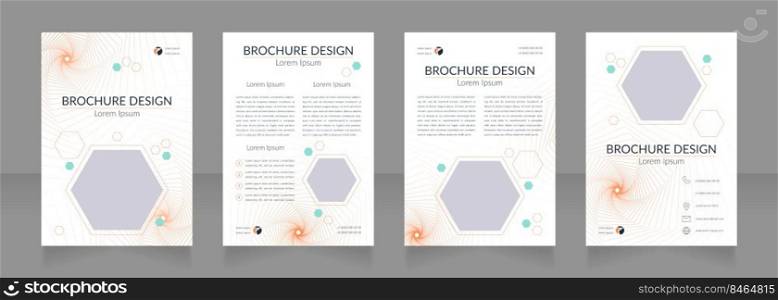 Studying space and time technology blank brochure design. Template set with copy space for text. Premade corporate reports collection. Editable 4 paper pages. Lato Regular, Light fonts used. Studying space and time technology blank brochure design