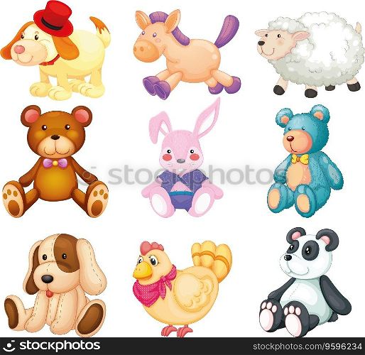 Stuffed animals vector image