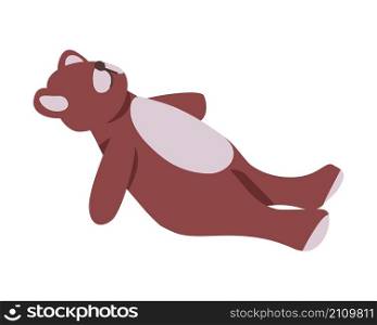 Stuffed bear toy semi flat color vector object. Realistic item on white. Brown plushie for children to play isolated modern cartoon style illustration for graphic design and animation. Stuffed bear toy semi flat color vector object