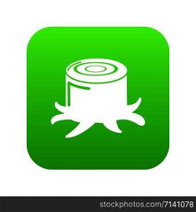 Stump icon green vector isolated on white background. Stump icon green vector