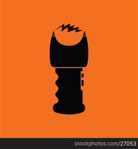 Stun gun icon. Orange background with black. Vector illustration.