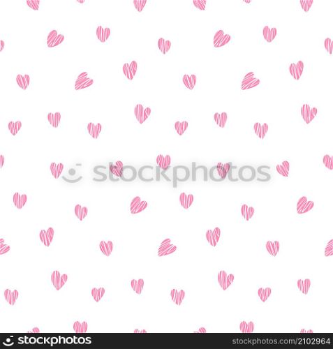 Stunning cute pink love heart vector seamless pattern design. Great for spring summer, fabric, textile, background, wallpaper, scrap booking, gift wrap, accessories, and clothing.