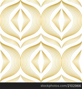 Stunning elegant gold art deco vector seamless pattern design. Great for spring summer, fabric, textile, background, wallpaper, scrap booking, gift wrap, accessories, and clothing.